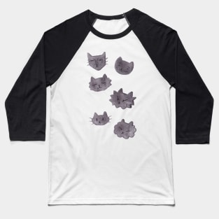 Black Cat Faces Baseball T-Shirt